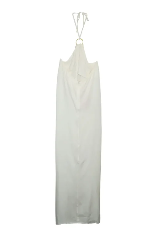 Ivory silk-blend Aphrodite cut-out drawstring swing-style dress