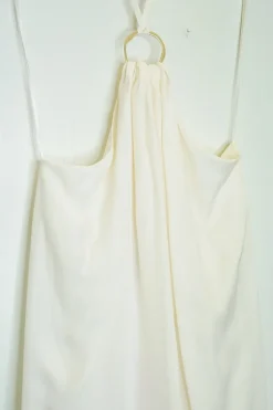 Ivory silk-blend Aphrodite cut-out drawstring swing-style dress