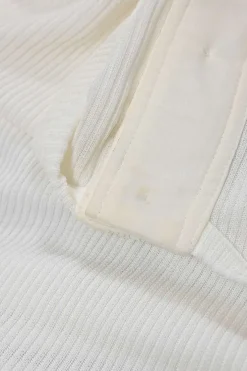 Ivory viscose Raschel rib knit half-zip henley tee