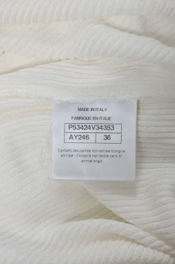 Ivory viscose Raschel rib knit half-zip henley tee