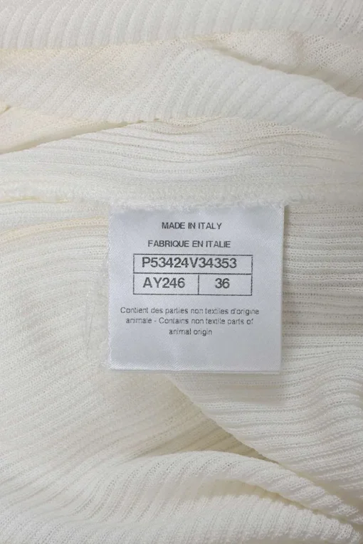 Ivory viscose Raschel rib knit half-zip henley tee