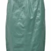 Jade bias-cut paneled nappa leather knee-length pencil skirt