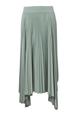 Jade polyester pull-on handkerchief plissé midi skirt with elasticated waistband