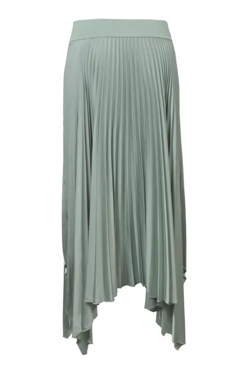 Jade polyester pull-on handkerchief plissé midi skirt with elasticated waistband