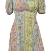Jeans Couture multi-colour polyester Tuileries print puff-sleeve baby doll dress with shirred back panel