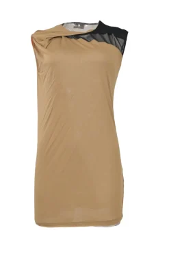 Jersey tri-colour viscose-blend asymmetric cowl draped pullover jersey knit tank sheath