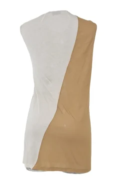 Jersey tri-colour viscose-blend asymmetric cowl draped pullover jersey knit tank sheath