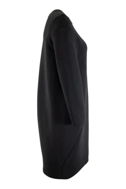 Jil Sander navy blue knee length long sleeve dress with pockets
