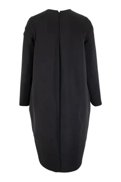 Jil Sander navy blue knee length long sleeve dress with pockets