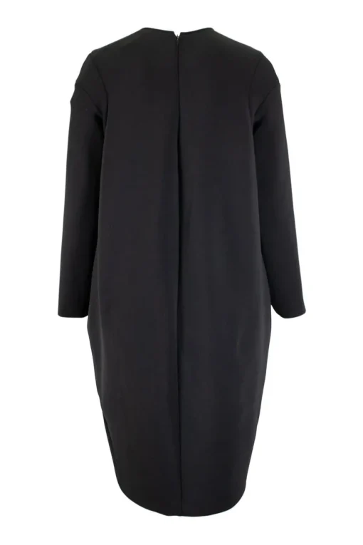 Jil Sander navy blue knee length long sleeve dress with pockets