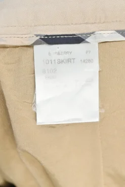 Khaki cotton-blend gabardine kick pleat mini skirt with cargo hip patch pockets