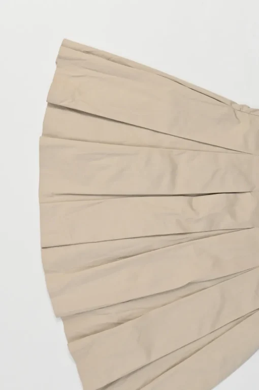 Khaki cotton-blend gabardine kick pleat mini skirt with cargo hip patch pockets
