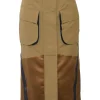 Khaki cotton-blend mixed-media cargo midi skirt with slanted zip slits