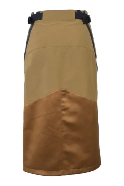 Khaki cotton-blend mixed-media cargo midi skirt with slanted zip slits