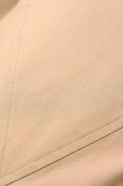 Khaki cotton-blend poplin point collar button-front shirt dress