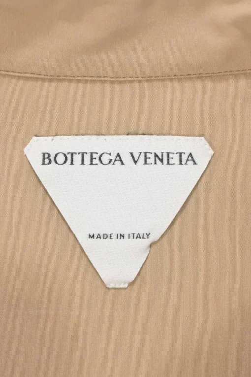 Khaki cotton-blend poplin point collar button-front shirt dress
