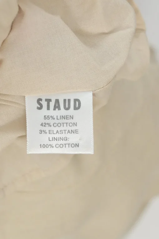 Khaki cotton-linen blend button-front tiered A-line dress