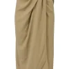 Khaki draped viscose-blend 'La Jupe Bodri' sarong-style pencil skirt