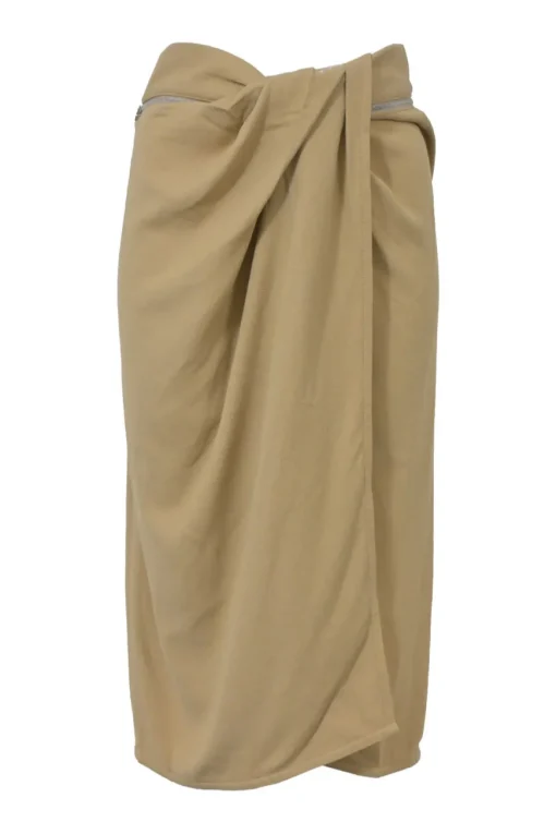 Khaki draped viscose-blend 'La Jupe Bodri' sarong-style pencil skirt