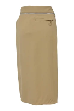 Khaki draped viscose-blend 'La Jupe Bodri' sarong-style pencil skirt