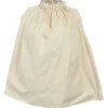 Khaki gathered cotton swing-style cape top