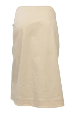 Khaki knot-front sarong-style slit midi skirt