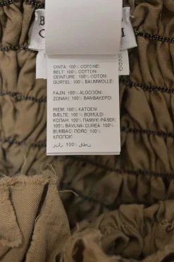 Khaki shirred cotton-blend gabardine midi circle skirt