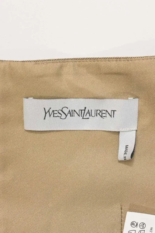 Khaki wool-silk blend mélange strapless bustier top