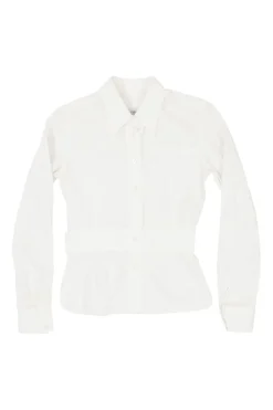 Le Dix cotton poplin point collar button-front peplum shirt
