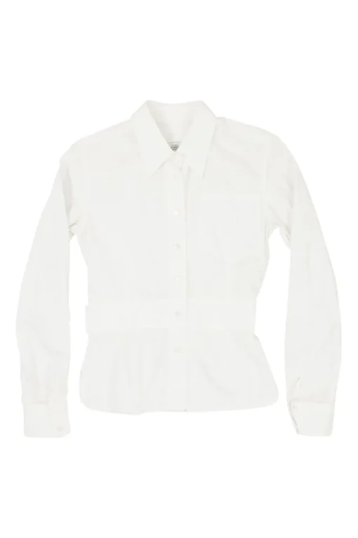 Le Dix cotton poplin point collar button-front peplum shirt