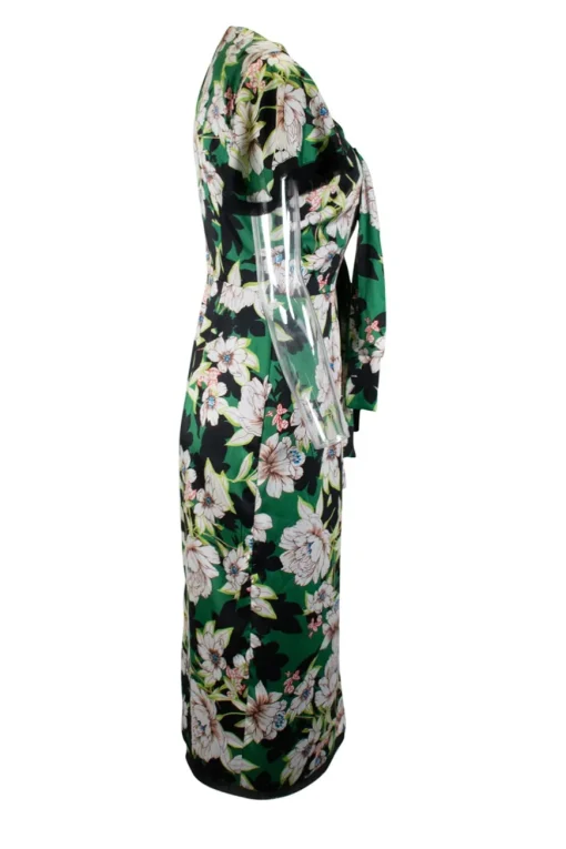 Le Superbe Green, white, black floral print midi dress