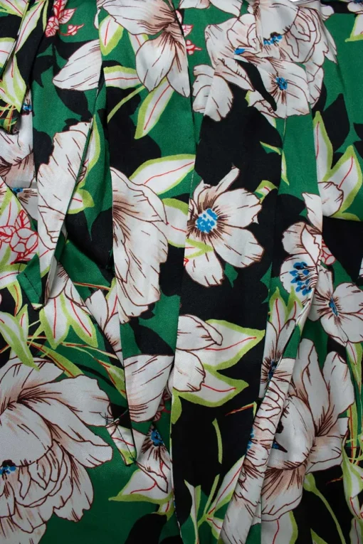 Le Superbe Green, white, black floral print midi dress