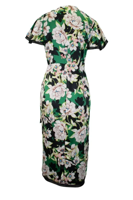 Le Superbe Green, white, black floral print midi dress
