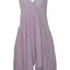 Lilac bias-cut cotton-silk blend empire-waist racerback Kitou slip dress with gathered skirt