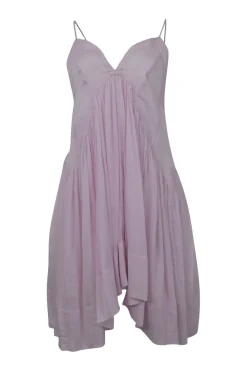 Lilac bias-cut cotton-silk blend empire-waist racerback Kitou slip dress with gathered skirt