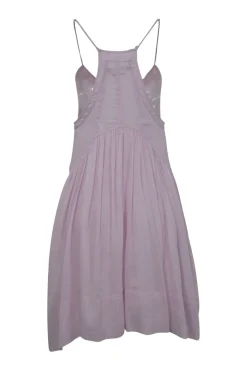 Lilac bias-cut cotton-silk blend empire-waist racerback Kitou slip dress with gathered skirt