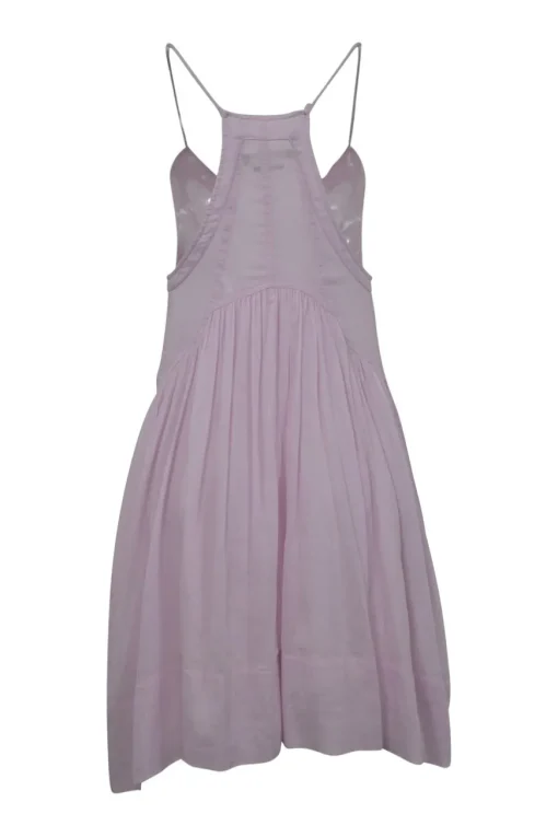 Lilac bias-cut cotton-silk blend empire-waist racerback Kitou slip dress with gathered skirt