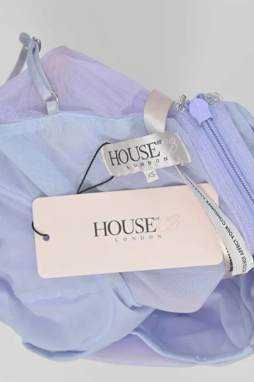 Lilac polyester-blend organza Ella ruched slip dress with adjustable spaghetti straps