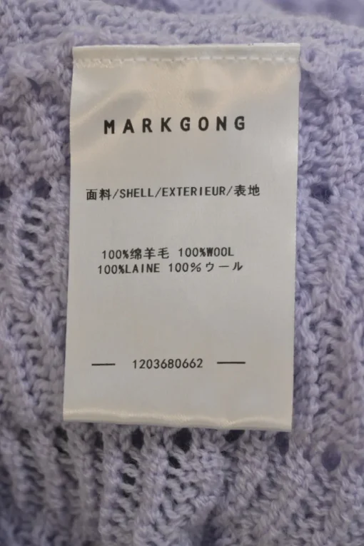 Lilac wool fully-fashioned pointelle second-skin V-neck top