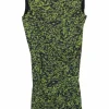 Lime green and black silk-blend abstract print georgette twist-front V-neck neck sheath dress