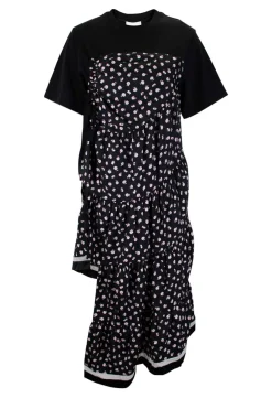 Long layered floral black top