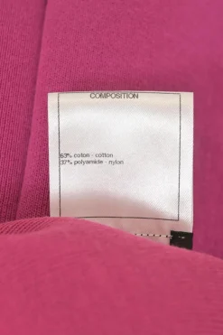 Magenta cotton-blend sleeveless zip-up sheath dress with portrait back and functional Martingale