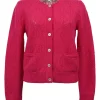 Magenta GG pointelle knit button-front cardigan