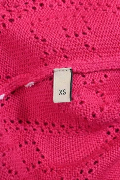 Magenta GG pointelle knit button-front cardigan