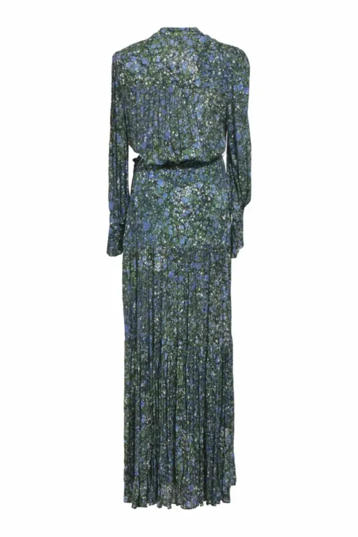 Marble blue ditsy floral viscose crêpe Maidens front slit midi dress