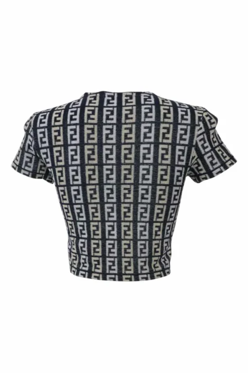 Mare anthracite cotton-blend Zucca monogram pullover short sleeve knit top