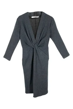 Marl charcoal knit mini dress with front twist