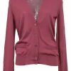 Marsala wool interlock jersey knit button-front cardigan