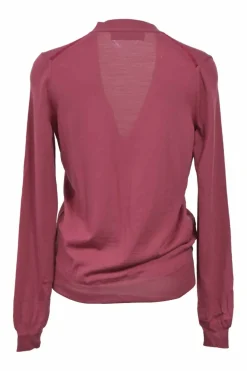 Marsala wool interlock jersey knit button-front cardigan