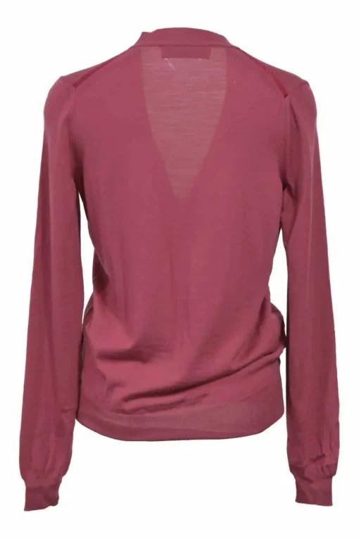 Marsala wool interlock jersey knit button-front cardigan